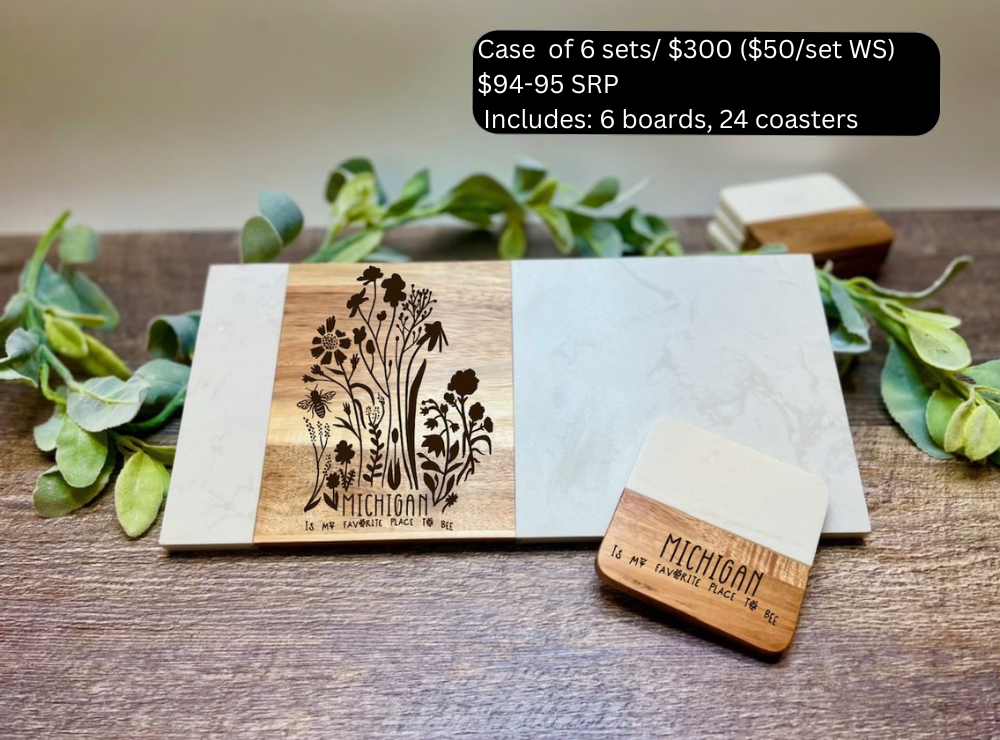 Michigan Bee Themed Marble Serving Board (Case 6 each) Success