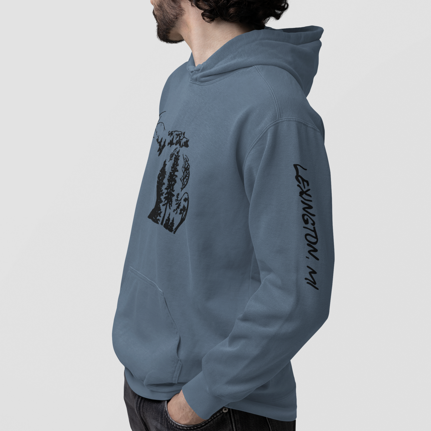 Michigan Pines Unisex Hoodie (Lexington, MI Sleeve Print)