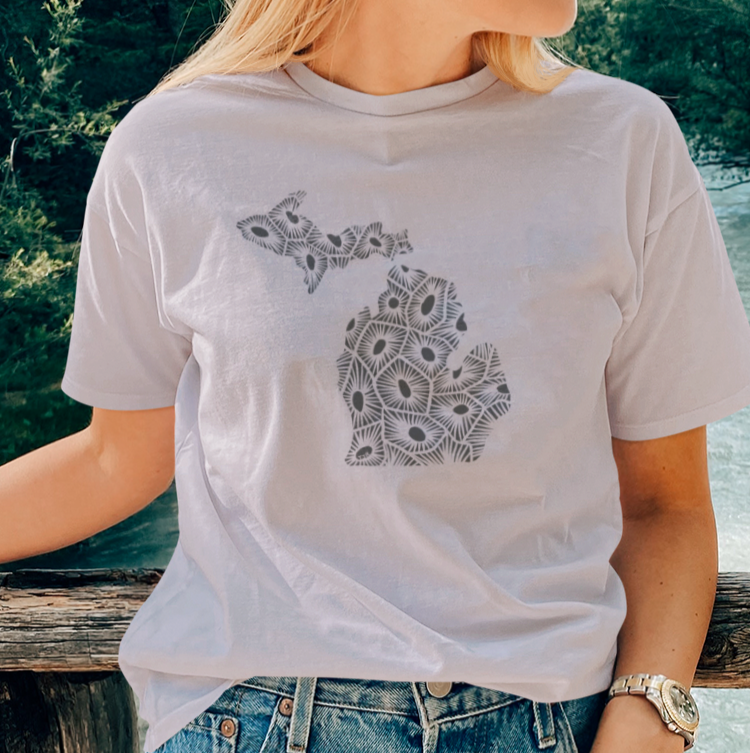 Michigan Petoskey Unisex Tee: Crystal Bug on Back