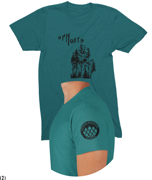 UP North Michigan Unisex Tee: Crystal Sleeve Logo