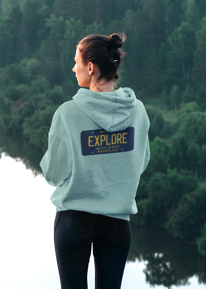 Explore Michigan License Plate Unisex Heavyweight Hoodie