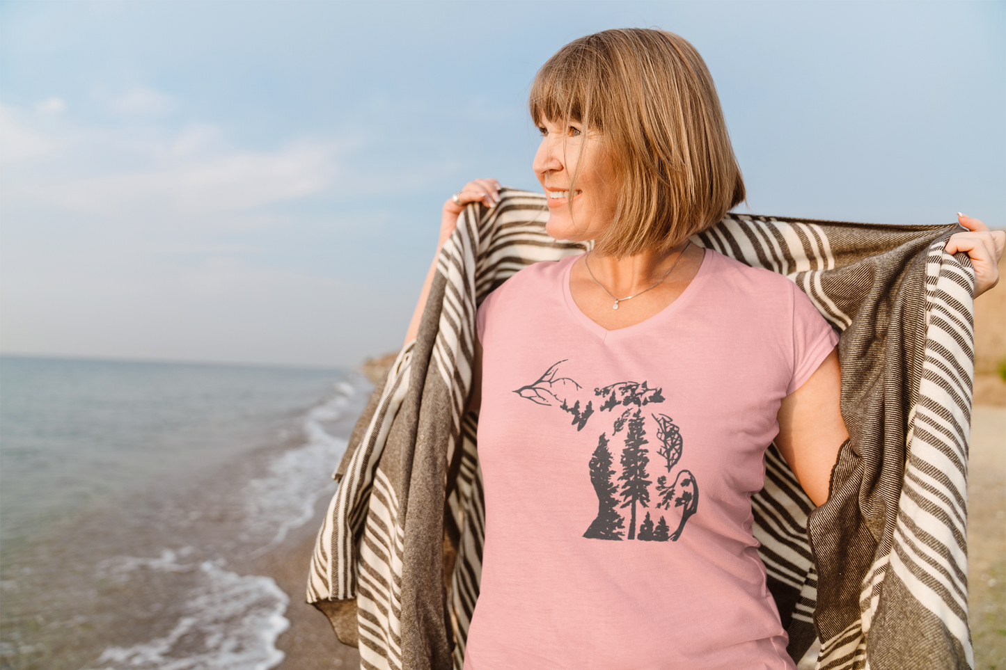 Ladies Michigan Tree Lovers V-Neck