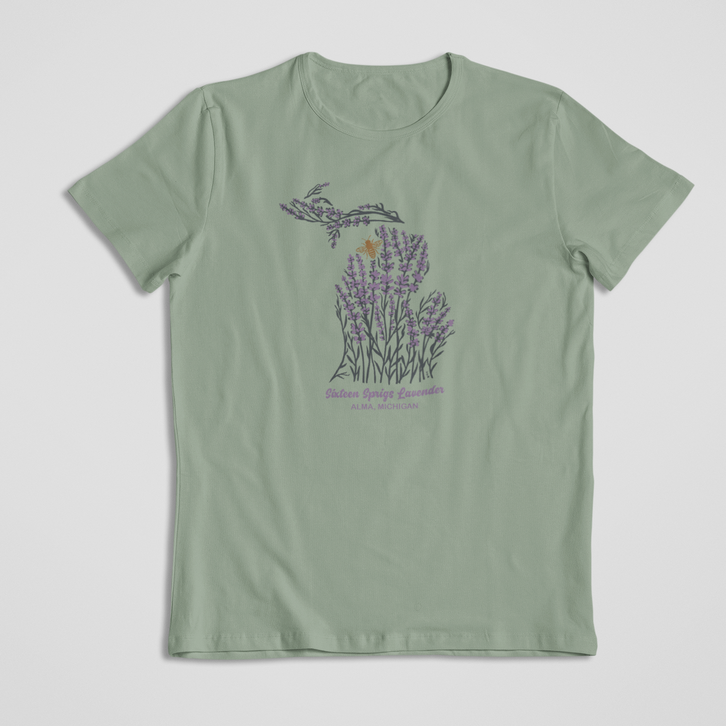 Michigan Lavender Field: Sixteen Sprigs Unisex Tee