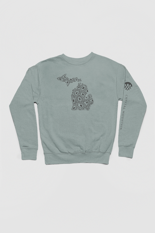 MI Petoskey Unisex Crew Fleece: Crystal Mountain Sleeve