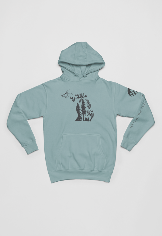 Michigan Pines Unisex Hoodie: Crystal Mountain Sleeve