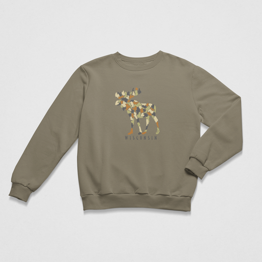 Camo Moose: Wisconsin Fleece Crew