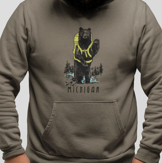 Hiking Buddy: Michigan Midweight Unisex Hoodie