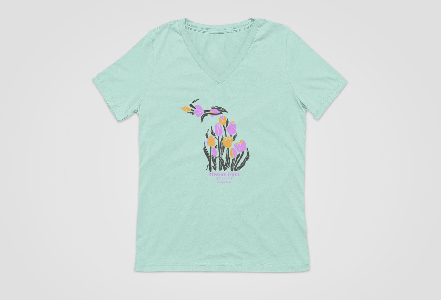 Michigan Tulips: Mission Point Ladies V-Neck