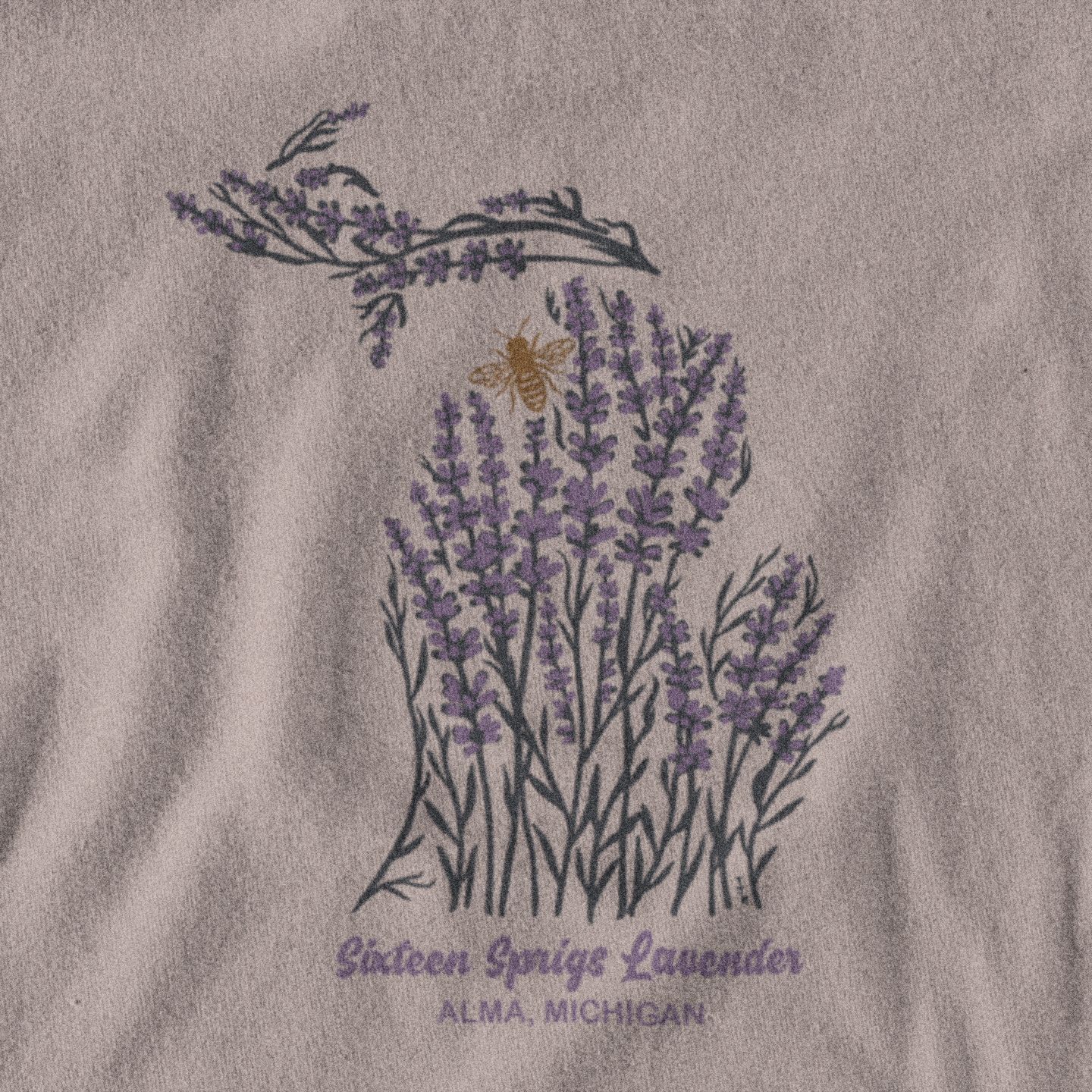 Michigan Lavender Field: Sixteen Sprigs Unisex Tee