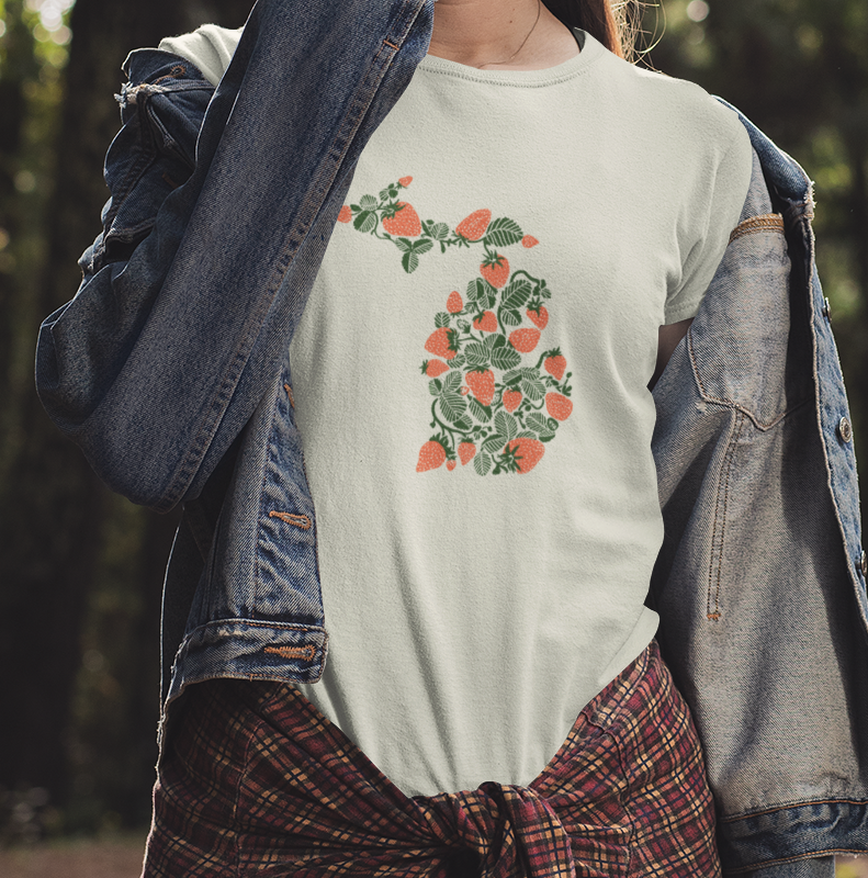 Michigan Strawberry Patches Unisex Tee