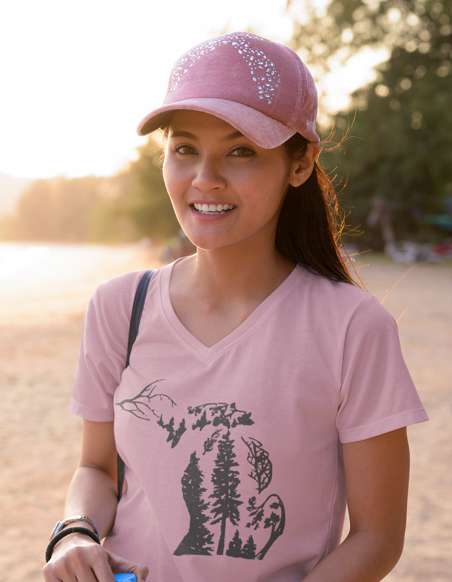 Ladies Michigan Tree Lovers V-Neck